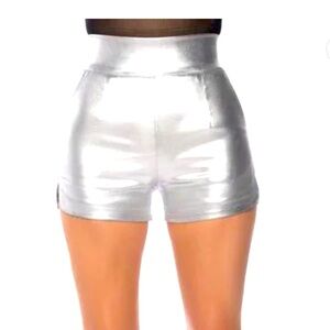 Akira faux leather silver shorts